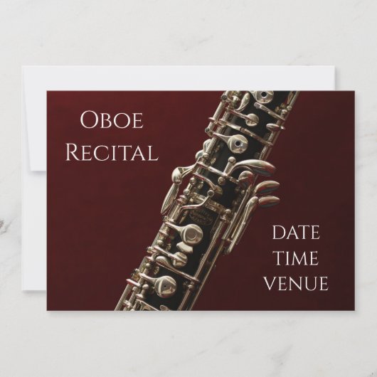Oboe Erwägungsgrund elegante Konzertleistung Einladung (Vorderseite)