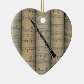 Oboe ~ gerolltes Notenen-Hintergrund ~ Musical Keramikornament (Rechts)