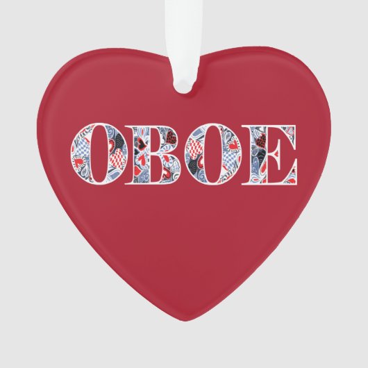 Oboe Herztext Ornament (Vorderseite)