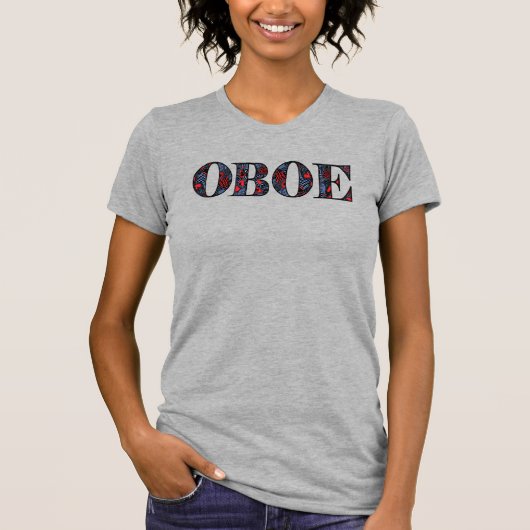 Oboe Herztext T-Shirt (Vorderseite)