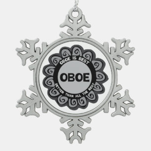 Oboe ist am besten schneeflocken Zinn-Ornament