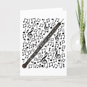 Oboe Musical Notes Woodwind Music Teacher Feiertagskarte