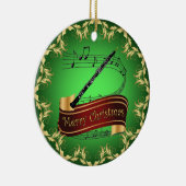Oboe ~ Musical Scroll ~ Frohe Weihnachten ~ * ~ Keramik Ornament (Rechts)