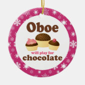 Oboe Musik-Kuchen-Weihnachtsverzierung Keramik Ornament (Vorne)