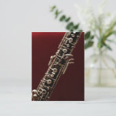Oboe - Musikinstrument für doppeltes Rotholz Postkarte (Stehend Vorderseite)