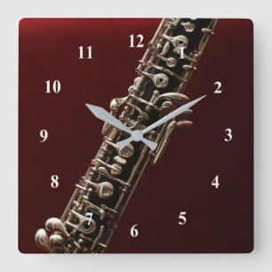 Oboe-Musikinstrument Quadratische Wanduhr