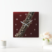 Oboe-Musikinstrument Quadratische Wanduhr (Zuhause)