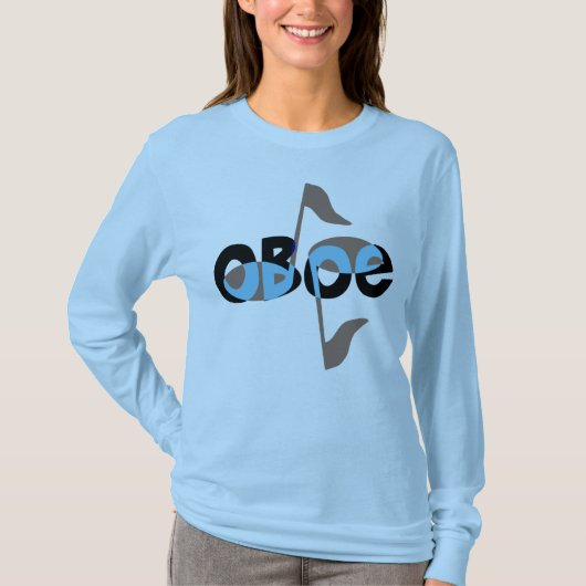 Oboe Musiknotens T-Shirt (Vorderseite)