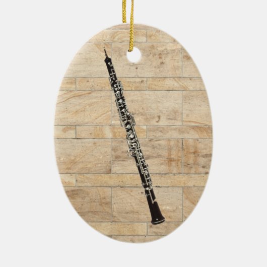 Oboe ovaler Verzierungs-Anhänger Keramikornament (Hinten)