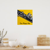 Oboe-Plakat auf gelbem Hintergrund Poster (Küche)