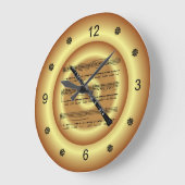 ~ Oboe ~ Sheet Music ~ Gold Background ~  Große Wanduhr (Winkel)