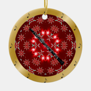 Oboe ~ Silver ~ Red~ Gold ~ Weihnachten ~ Keramik Ornament