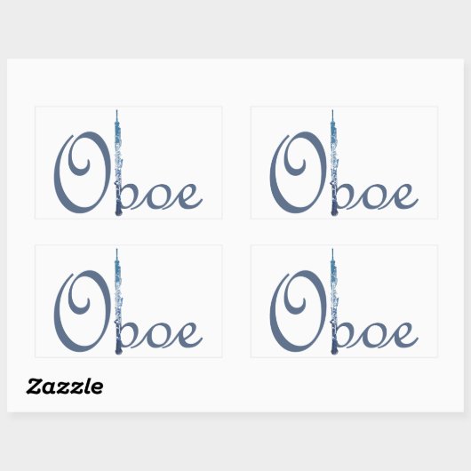 Oboe Skript Rechteckiger Aufkleber (Blatt)