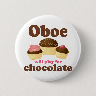 Oboe spielt für Schokolade Button