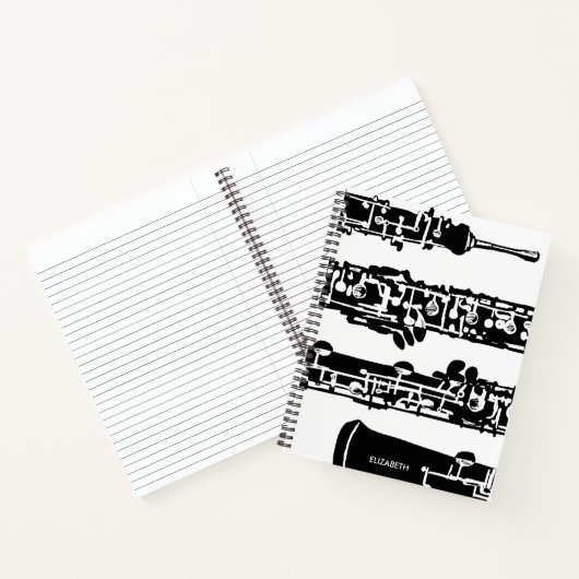 Oboe Spiral Notebook in Schwarz und Weiß Notizblock (Innenseite)
