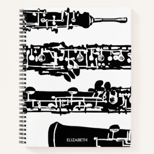 Oboe Spiral Notebook in Schwarz und Weiß Notizblock