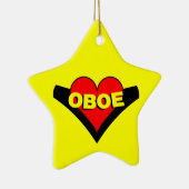 Oboe über Herz Keramik Ornament (Rechts)