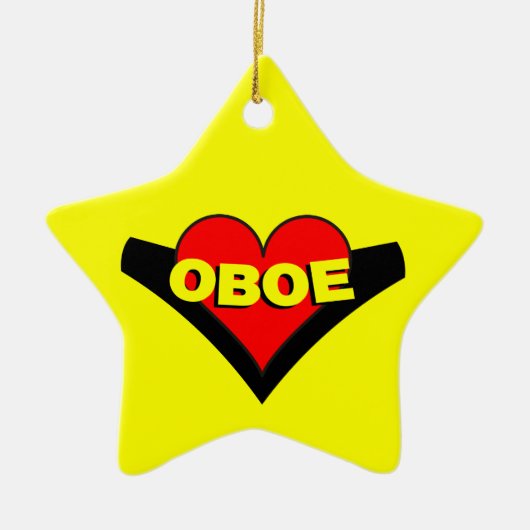 Oboe über Herz Keramik Ornament (Vorne)