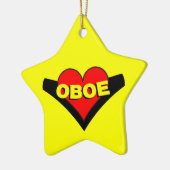 Oboe über Herz Keramik Ornament (Links)