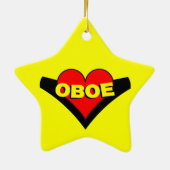 Oboe über Herz Keramik Ornament (Hinten)