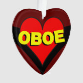 Oboe über Herz Ornament (Vorderseite)