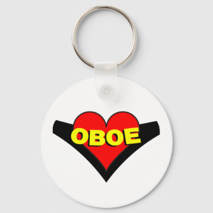 Oboe über Herz Schlüsselanhänger