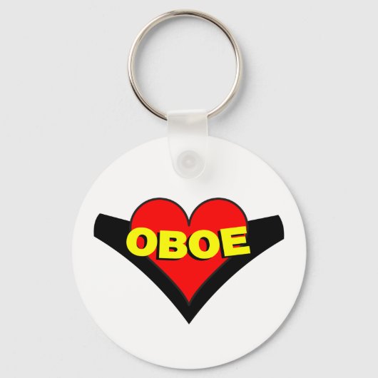 Oboe über Herz Schlüsselanhänger (Vorderseite)