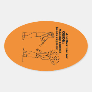 Oboe Zombie Explode Oval Sticker