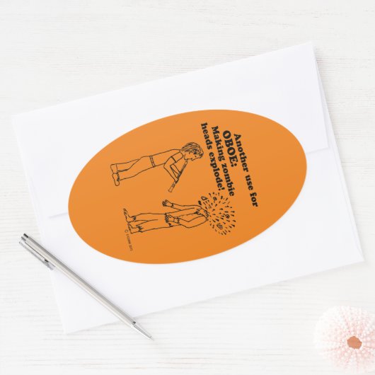 Oboe Zombie Explode Oval Sticker (Umschlag)