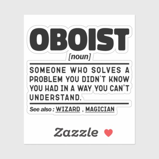 Oboist Noun Definition Band Memes Oboe Player Aufkleber (Blatt)