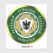O'Boylan Shield & Celtic Cross Personalisiert Aufkleber (Blatt)
