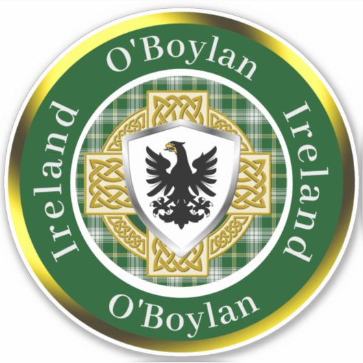 O'Boylan Shield & Celtic Cross Personalisiert Aufkleber (Vorderseite)