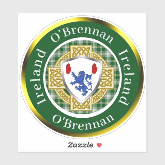 O'Brennan Irish Shield & Celtic Cross Personalisie Aufkleber (Blatt)