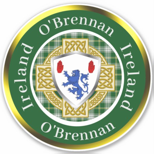 O'Brennan Irish Shield & Celtic Cross Personalisie Aufkleber (Vorderseite)