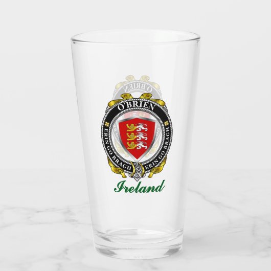 O'Brien/Brien Irish Shield Personalisiert Bierglas Glas (Rückseite)