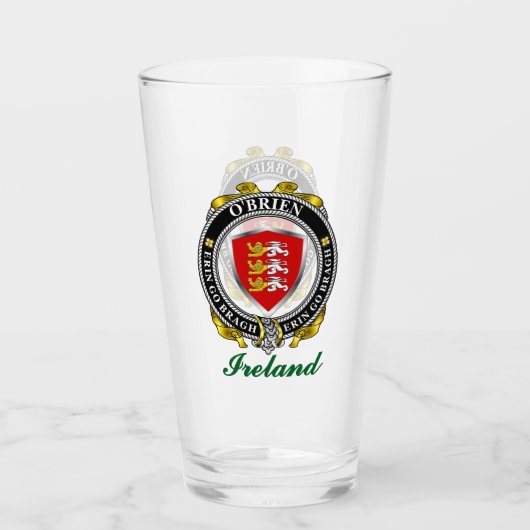 O'Brien/Brien Irish Shield Personalisiert Bierglas Glas (Vorderseite)