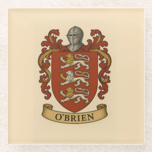 O'Brien Coat of Arms Glass Coaster Glasuntersetzer (Vorderseite)