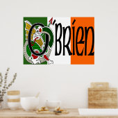 O'Brien Dragon Irish Flag Poster Print (Küche)