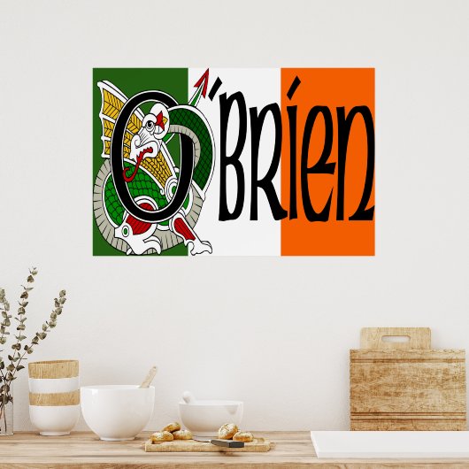 O'Brien Dragon Irish Flag Poster Print (Küche)