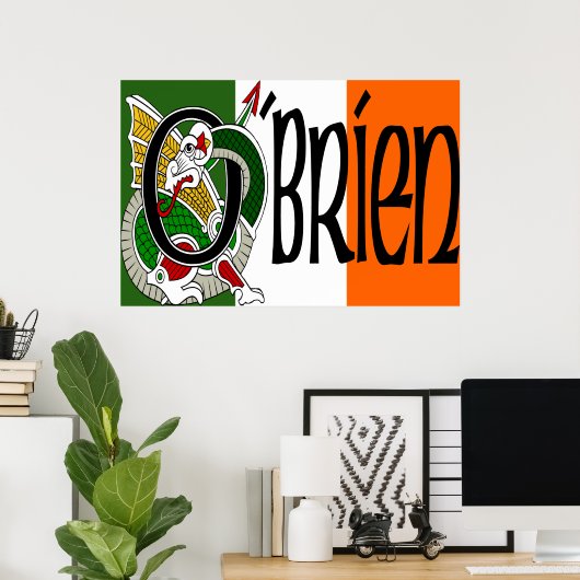 O'Brien Dragon Irish Flag Poster Print (Heimbüro)