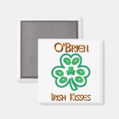 O'Brien Irish Kisses Clover Kleeblatts Lippen auf Magnet (Vorderseite/Rückseite)