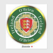 O'Brien Irish Shield & Celtic Cross Personalisiert Aufkleber (Blatt)
