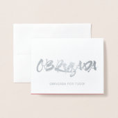 Obrigada portuguese danke von Frau Silber Folienkarte (Vorderseite mit Umschlag)