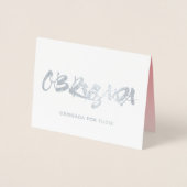 Obrigada portuguese danke von Frau Silber Folienkarte (Vorderseite)