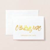 Obrigado portuguese Skript danke von man gold Folienkarte (Vorderseite mit Umschlag)