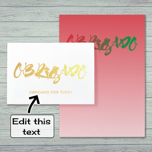 Obrigado portuguese Skript danke von man gold Folienkarte