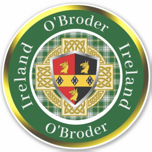 O'Broder Irish Shield & Celtic Cross Personalisier Aufkleber (Vorderseite)