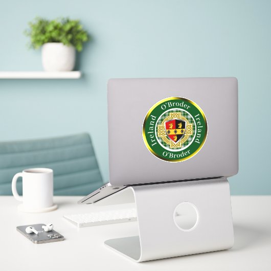 O'Broder Irish Shield & Celtic Cross Personalisier Aufkleber (Laptop auf Schreibtisch)