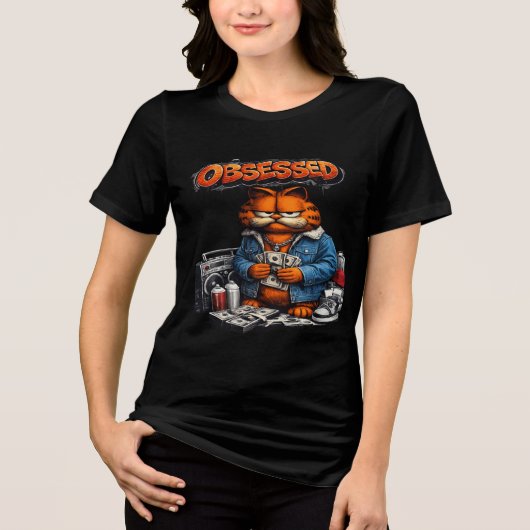 Obsessed Cat Street Style Graphic T-Shirt  Tri-Blend Shirt (Vorderseite)