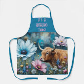 Obsession der Hochlandkühe - farbenfroher Kosmos Schürze (Vorderseite)